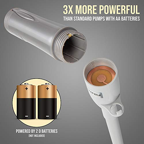 Automatic Fuel Transfer Pump - 3X More Powerful D Battery Powered, Extra Long Hose Fits All Size Cans, Portable Liquid Pump Transfers Gasoline, Water & More at 2.6 Gal/Minute