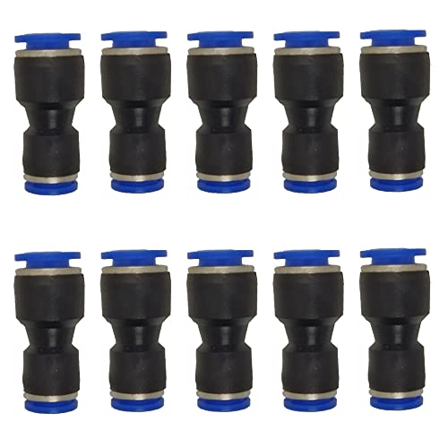 zjxed 3/8" OD x 5/16" OD Pneumatic quick Connector Push to Connect fittings Straight reducer Union/Coupler (Pack of 10) - size: 3/8 inch-5/16 inch