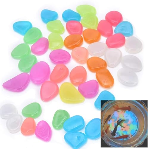 Oubest Glow in The Dark Pebbles/Glow Stones/Glowing Rocks Blue Decor for Garden/Fish Tank/Aquarium/Walkway/Driveway/Plant Pots/Bonsai (100, Multi-Colored) - color: multi-colored