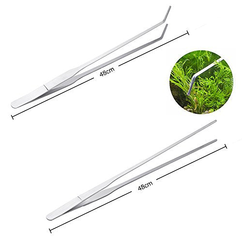 Aquarium Tools Kit Long Stainless Steel Straight Curved Tweezers Scissors Set for Fish Tank Aquascaping Pack of 3-48cm Tweezers - size: 48cm Tweezers