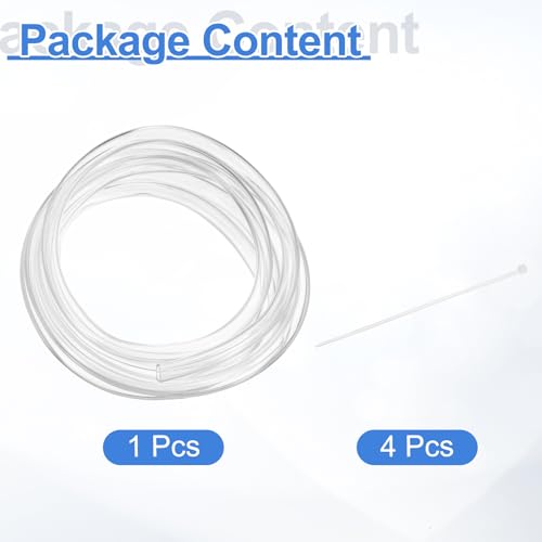 uxcell Flexible PVC Tubing, 7mm ID x 9mm OD - 6.6 Feet Long Clear Vinyl Water Pipe, Lightweight Plastic Hose Water Pipe with Zip Ties for Aquaponics, Air Hose, Irrigation - size: 7mm ID x 9mm OD