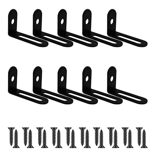 10Pcs 1.5"x1"x0.5"Adjustable Right Angle Brackets, Metal L Bracket Heavy Duty 90 Degree Corner Fastener L-Shape Corner Brace Support Black Shelf Bracket - size: 1.5"x1", style: BLACK/10PCS