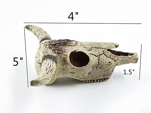 Leoyoubei Aquarium Decoration, Fish Tank Small Skull,Fish Turtle Hidden, Bonsai beautification. Cave Landscape Pet Reptile House Shrimps & Snails Love Them (Cattle Skull)