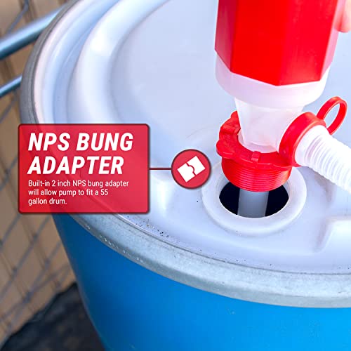 TERA PUMP Emergency 55 Gallon Drum Water Pump, Food Grade BPA-Free Heavy Duty Hand Barrel Siphon, 5.5 GPM Drinking Water Transfer Pump for Disaster Preparedness
