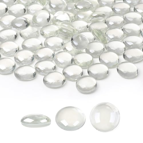 SUREAM 1 LB Flat Glass Marbles, Clear Glass Beads for Vases, Transparent Marbles Bulk for Decorative Centerpieces, Tank, Aquarium, DIY Craft - color: Clear