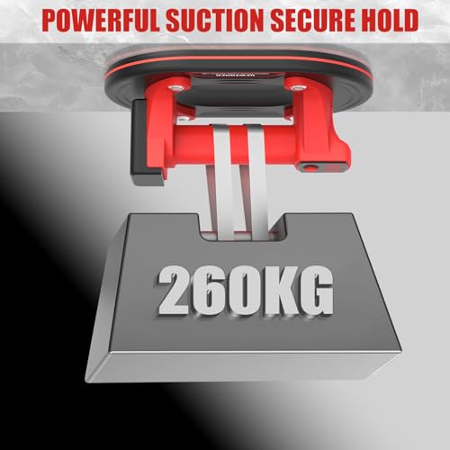 DEWINNER 10" Electric Glass Suction Cup Lifter, 200KG/440 LBS Max Load Vacuum Glass Lifter with 2X 3000mAh Battery, Industrial Strength Vacuum Suction Cup for Glass, Tile, Granite, Metal - color: Red4 with 2 batteries