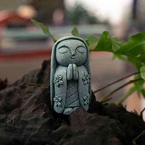livelyfish Mini Monk Statue Japanese Buddha Figurine Feng Shui Praying Monk Statues Sandstone Sculptures for Fish Tank Aquarium Home Decoration, 5 - size: 5