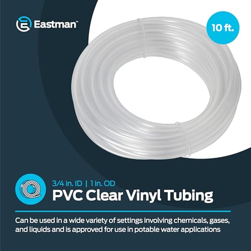 Eastman 3/4 Inch ID (1 Inch OD) PVC Clear Vinyl Tubing, 10 Foot Length, 98624 - size: 3/4 in. ID x 1 in. OD, style: 10 Ft.