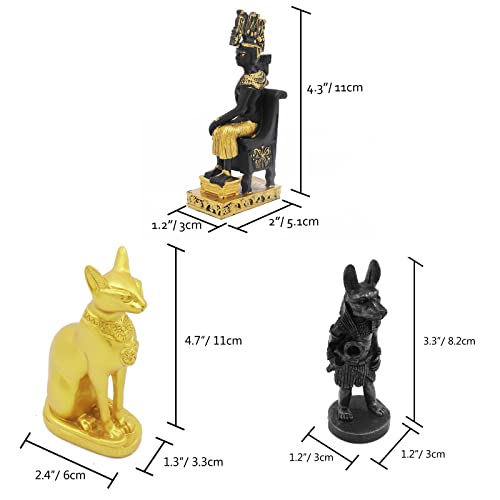 Egyptian Cleopatra Anubis Bastet Fish Tank Decor Decorations (Set of 3) Statue Sculpture Reptile Turtle Lizard Spider Tanks Terrarium Ornament Pet - color: Cleopatra Anubis Bastet