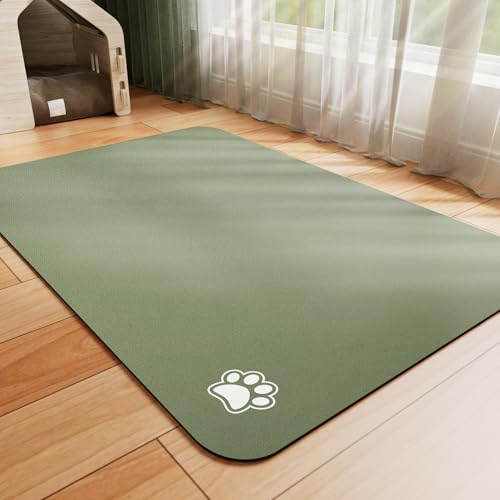 HotLive Dog Food Mat - Absorbent Cat Mat for Food and Water, No Stains Pet Feeding Bowl Mat, Easy to Clean Pet Placemats, Quick Dry Dog Water Dispenser Mat for Messy Drinkers | Paw Green 16"x 24" - color: Paw Green, size: 16"x24"