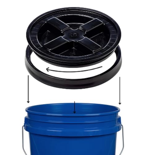 House Naturals 5 Gallon Food Grade Buckets, 3 Color Buckets with Screw on lids - color: Black/Green/Aqua- Black Lids