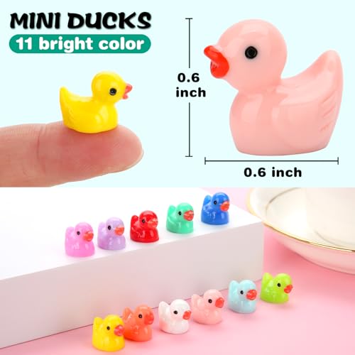 GWAHSA 240pcs Mini Ducks, Tiny Resin Duck Figurines Colorful Plastic Small Ducks Bulk for Miniature Landscape Aquarium Potted Fairy Garden Home Dollhouse Decor Accessories Party Favors Toys Gifts - style: Mini Ducks
