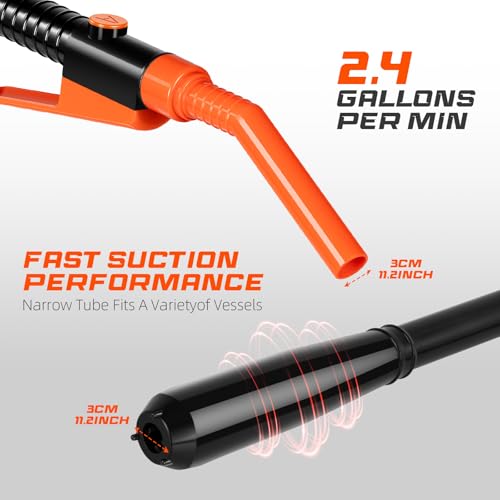 Electric Fuel Transfer Pump Siphon Pump for Gas, Fuel, Diesel, Water Transfer 2.4 GPM Flow Oil Extractor -Easy to Use Hand Fuel Pump, Multi-Use Siphon Fuel Transfer Pump（Deep Orange） - size: 1 Pack of Deep Orange