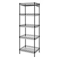 Storage Shelves, 5-Tier Wire Shelving Unit with Baskets Storage Rack Corner Shelf Shelving Adjustable Storage Shelf, 11.8" D x 15.7" W x 63" H, Black - size: 5-Black Net basket rack