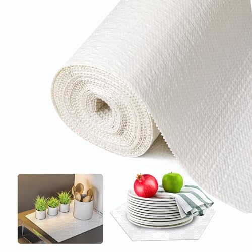 Beautysaid Shelf and Drawer Liner for Kitchen Cabinet, Non Adhesive Non Slip Shelf Paper Waterproof Washable Thickened for Dresser Pantry Shelve Bathroom Protector Liner(White,12 in x 20FT) - color: White, size: 12"W x 236"L
