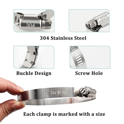 Dianrui 6PCS 6inch + 4inch Hose Clamps Stainless Steel 304 Duct Clamps Dry Vent Clamp Air Ducting Clamps Worm Hose Clamp for Plumbing, Automotive And Mechanical (91mm-165mm) - size: 6in+4in