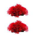 2Pcs Red Artificial Flowers, Fake Flowers, Artificial Pine with Base Grass Fish Tank Ornament Aquatic Plant Landscape Decor, Aquarium Décor