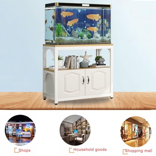 Ornate Aquarium Stand with Storage - Heavy-Duty Fish Tank Base for 30-65 Gallon Tanks, Open Shelf for Decor, Pet Supplies Organizer(White,60x30x70cm/24x12x27.5") - color: White, size: 60x30x70cm/24x12x27.5"