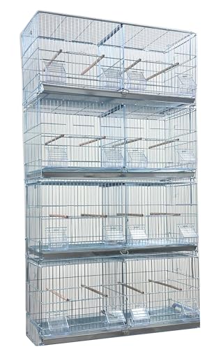Large No Rust Stainless Galvanized Zinc Stackable Breeder Bird Flight Cage Side Breeding Nest Door with Removable Divider 30"x11"x15"H - color: Galvanized Zinc