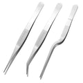 Stainless Steel Tweezers Set for Small Gardening and Kitchen, Multi-Purpose Tools Silver Tweezers (3Pcs, 6.22Inches / 6.33Inches / 6.4Inches)