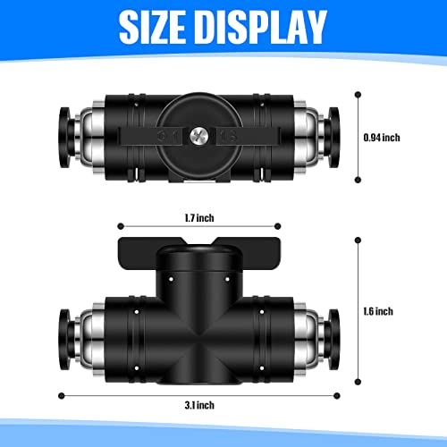Flutesan 5 Pcs 3/8" x 3/8" OD Push to Connect Pneumatic Ball Valve PVC Air Flow Control Valve Quick Connect Tube Fittings Air Line Hose Fittings - size: 3/8" x 3/8" OD