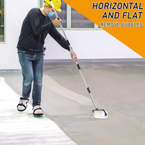 Spike Roller for Self Leveling Cement,9 Inch Screed Spiked Roller with 77'' Extension Pole – Self Leveling Concrete Tool Kit with Spike Shoes for Epoxy Flooring & Cement Levelin