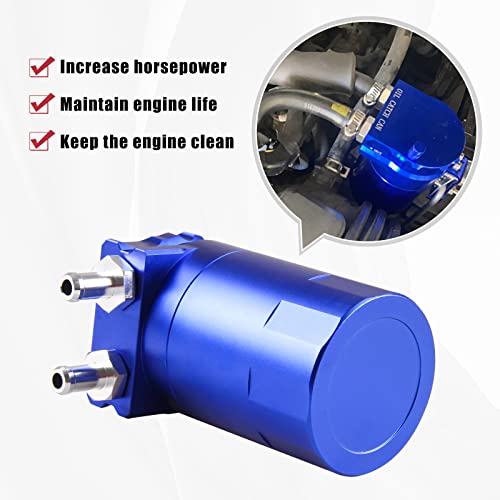 RULLINE Oil Catch Can Universal Baffled Catch Can Kit with Upgraded Braided Fuel Hose , with Bracket , 350ml Air Oil Separator Tank for PCV System Aluminum Blue - color: Blue, size: Upgraded version with bracket