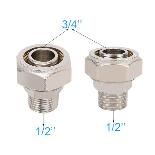Straight Air Piping Fittings,Shop Compressed Air Line System fittings 3/4"Straight Air Line Fittings Tubing x 1/2" Male NPT Threads Adapter Fittings,Brass-Nickel Plated rapid air system fittings 2pc - size: 1/2