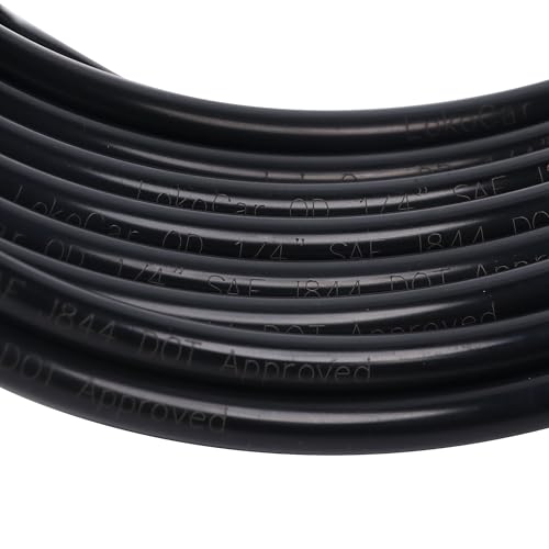 LokoCar Nylon Air Line 25ft 1/4" OD Pneumatic Nylon Tube DOT Approved SAE J844 Airline For Air Brake Tubing or Fluid Transfer Black - size: 1/4" OD 25 Feet