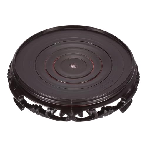 PATIKIL Planter Display Stand, 5.9 Inch Dia Plastic Round Bonsai Base Imitation Wood Style Stand Holder Home Decor Display for Table Lamp Teapot Base, Black - size: 5.9 Inch