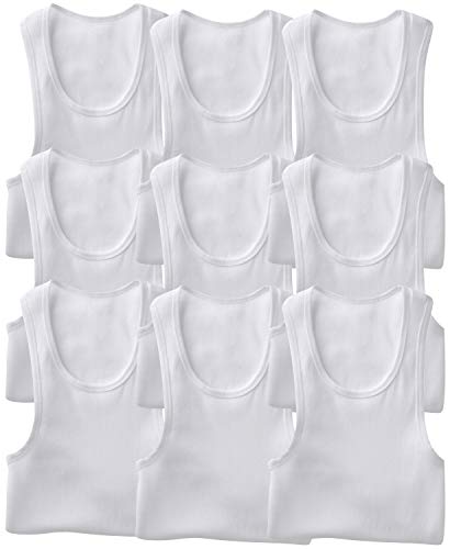 ToBeInStyle Men's Slim Fit Cotton Blend Solid Color Scoop Neck Tank Tops - color: 9-pack: White, size: Large