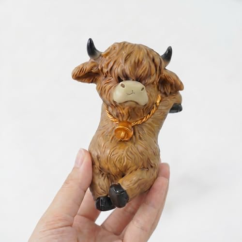 2PCS Highland Cow Statue Highland Cow Figurine Plant Pot Hanger Hugger, Resin Highland Cow Ornament Garden Decor for Yard Lawn, for Plant Parents (2 Unique Styles) - style: Cow2