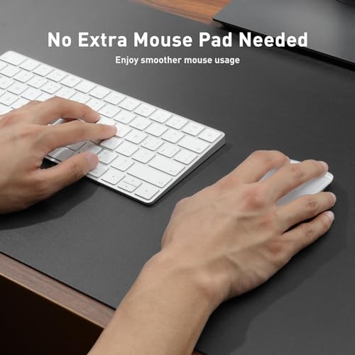 Aothia Leather Desk Pad Protector, Mouse Pad, Office Desk Mat, Non-Slip PU Leather Desk Blotter, Laptop Desk Pad, Waterproof Desk Writing Pad for Office and Home (Gray,23.6" x 13.7") - color: Gray, size: 23.6" x 13.7"