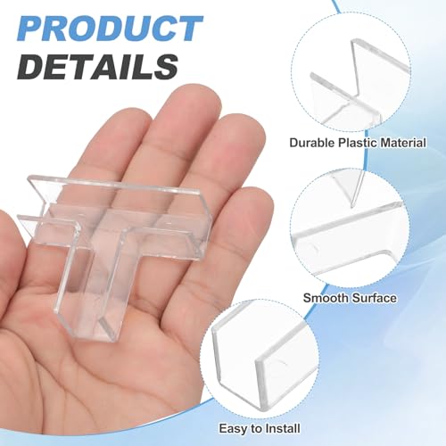 uxcell 24Pcs Plastic Glass Connector, Suitable for 12mm Thick t Shaped Glass to Glass Clamp, Fixing Bracket Rimless Clip Holder for Aquarium Fish Tank Display Shelves, Transparent - color: Transparent, size: 12 mm
