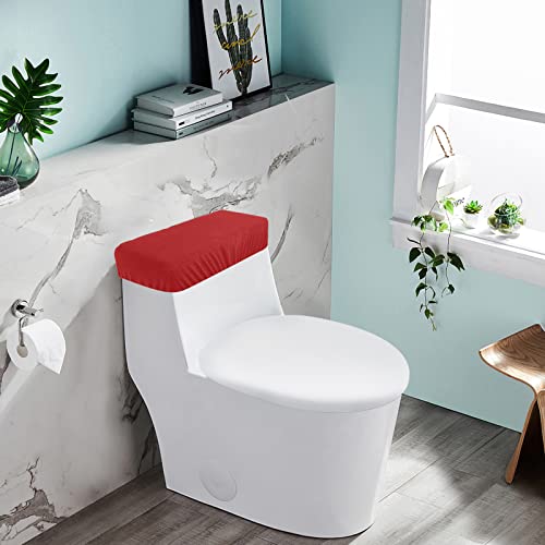 Toilet Tank Lid Cover, Bathroom Stretch Washable Spandex Toilet Tank Protector Cover with Elastic Bottom, Red - color: Red