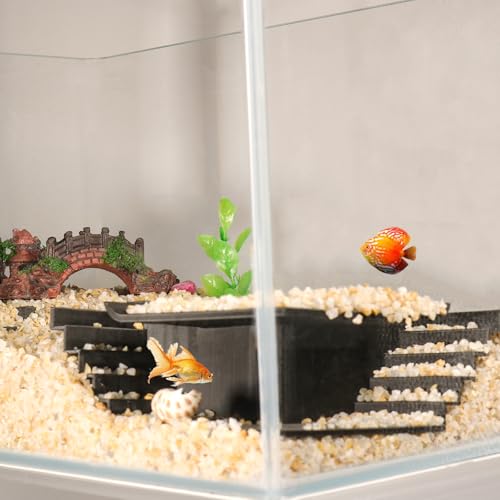 Aquarium Undergravel Fish Tunnel Hide Cave Corner Tank Decorations Under Gravel Viewing Tunnel Fish Cave for Aquarium Hideout (Black,Style 1) - color: Black, style: Style 1