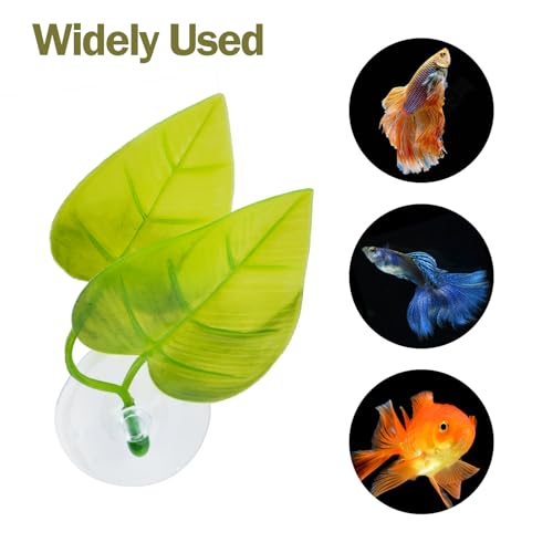 5 PCS Betta Fish Leaf Pad, Betta Bed Leaf Hammock, Realistic Fish Tank Decorations with Suction Cup for Sleeping Resting Hiding Playing Breeding, Colorful Design Natural Habitat
