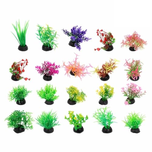Homoyoyo 40pcs Aquarium Plants Decorations Set – Artificial Fish Tank Plants with Stable Base, Mini Aquarium Decor for Betta Shrimp Nano Tank, Realistic Plastic Water Grass for Home Office Small