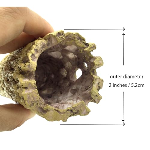 Shelltech Shrimp Hideout Resin Aquarium Decorations Hollow Log Hideaway for Shrimp, Mini Fish, Lizard, Gecko (Light Brown, S) - color: Light Brown, size: S