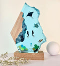 Handmade 3D Ocean Resin Lamp-Handcrafted Diving Night Light,Multiple Adjustable LED Light Sources Wooden Base with USB Port,Birthday Gift for Boyfriend Girlfriend Men Dad Divers(Devilfish,6"x4") - style: Devilfish&Sea Turtle