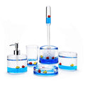 Locco Decor 5 Piece Acrylic Liquid 3D Floating Motion Bathroom Vanity Accessory Set Ocean Cartoon Animal Theme Nimo Fish Toothbrush Holder, Tumbler, Soap Dispenser, Soap Dish, Toiletbrush Holder Set - size: 5-piece, style: Fish
