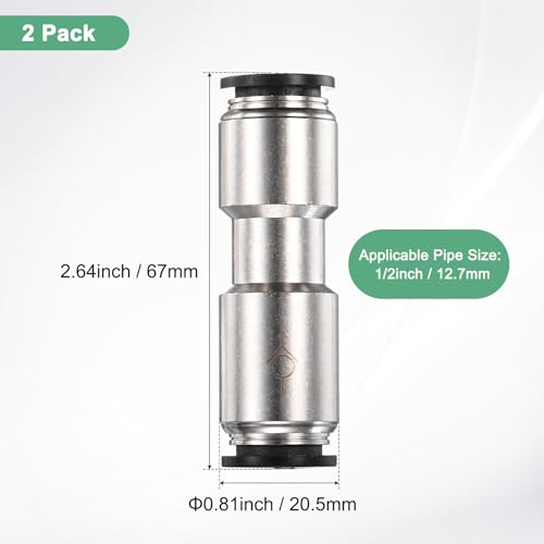 M METERXITY 1/2" OD Check Valve, Nickel Plated Brass Push to Connect Fitting One Way Check Valve for Tire Pump/Aquarium Air Pump/Gas Pipeline, Quick Release Fitting [Silver Black] - color: Silver Black, size: 1/2" OD