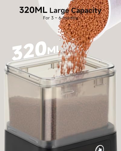 fishkeeper Automatic Fish Feeder for Aquarium - 320ML Large Capacity Adjustable Fish Feeder Automatic Dispenser with Timer for Vacation, Weekend or Daily Use, Three Fixed Methods - size: 320ML