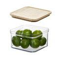 iDesign Recycled Plastic Crisp Storage Bin with Lid, The Rosanna Pansino Collection – 6.53” L x 6.53” W x 3.96” H, Clear Bin with Natural Wood Lid - size: Small