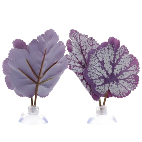 balacoo 2Pcs Betta Fish Leaf Hammock Pad Aquarium Tank Plastic Plants with Suction Cup for Simulating Natural Habitat Spawning Grounds Spot Breeding Resting Bed