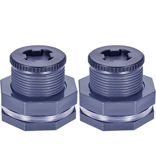 3/4” Female PVC Bulkhead Fitting with Plug Silicon Seal Gasket Water Tank Connector for 1-3/8 Inch or 1-1/2 Inch Hole Saw Rain Barrels, Aquariums (pack of 2) - color: 2 Pcs, size: 3/4 Inch