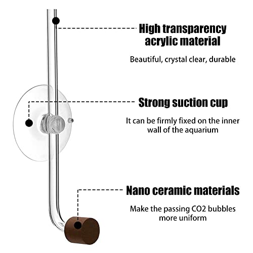 DONGKER Aquarium CO2 Diffuser,Acrylic Fish Tank CO2 Atomizer with Suction Cups for 4mm I.D. CO2 Air Tube(Up to 30cm Fish Tank)