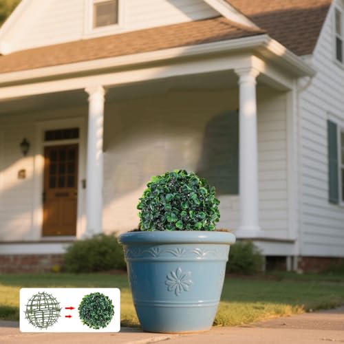 Topiary Ball Frame Set of 2, 6 Sizes Plastic Plant Support Cage, Artificial Grass Ball Frame for DIY Flower Arrangement, Boxwood Moss Ball Holder for Wedding Home Garden Decoration (10cm/4inch) - size: 10cm/4inch