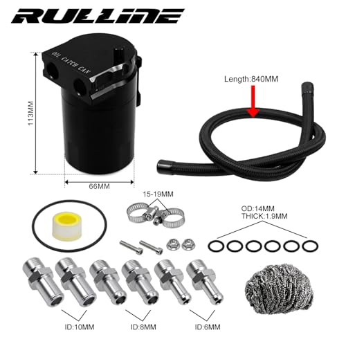 RULLINE Universal 2PCS 350ml Oil Catch Can Tank 0046 Aluminum Polish Baffled Reservoir Black - color: 2PCS Black, size: Basic version