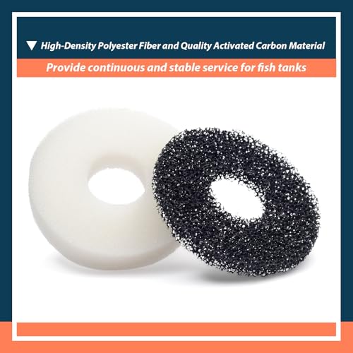 Round Sponge Foam Filter Pads and Carbon Rings Replacement for Biorb Aquarium Accessories, 10Pcs Carbon Pads and 10Pcs Foam Pads
